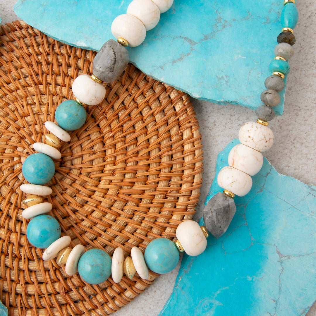 Earthbound Luxe Blue Magnesite Golden Chunky Necklace