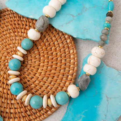 Earthbound Luxe Blue Magnesite Golden Chunky Necklace