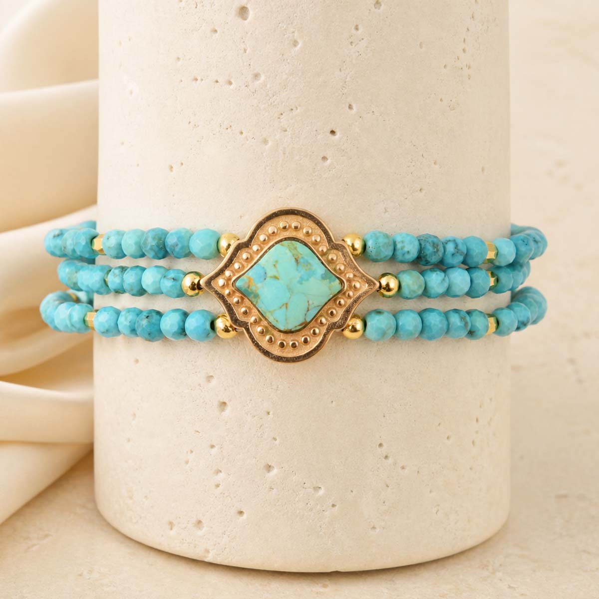 Gilded Oasis Blue Turquoise Golden Toggle Bracelet