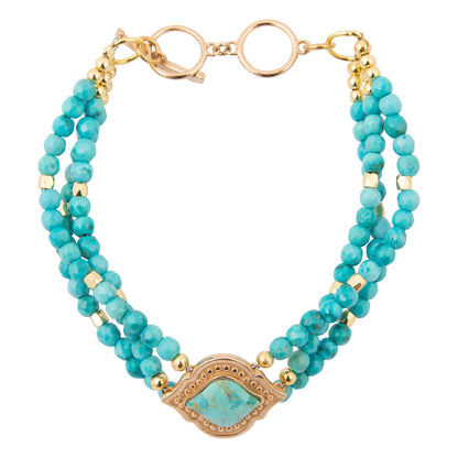 Gilded Oasis Blue Turquoise Golden Toggle Bracelet