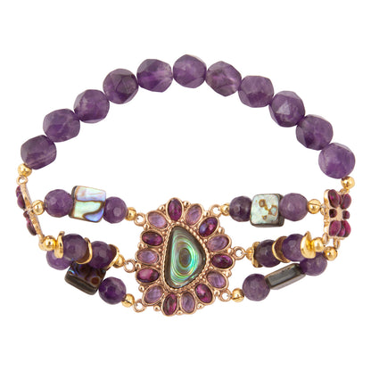 Purple Amethyst and Abalone Golden Bracelet