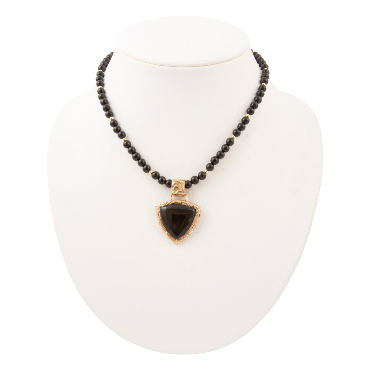 Midnight Luxe Black Onyx Golden Pendant Necklace - bust view