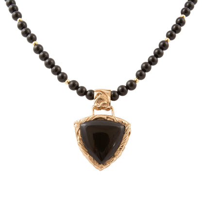 Midnight Luxe Black Onyx Golden Pendant Necklace - close-up view