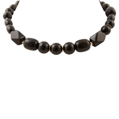 Midnight Luxe Black Onyx Golden Chunky Statement Necklace