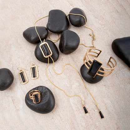Willa Black Onyx Golden Statement Necklace