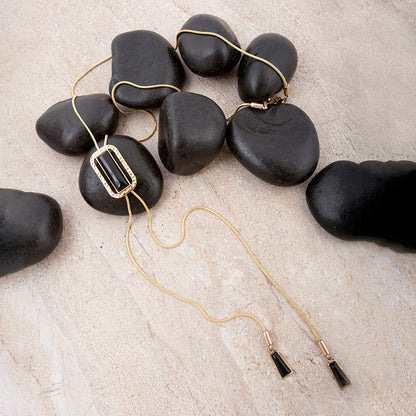 Willa Black Onyx Golden Statement Necklace