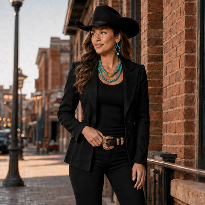Big Sky Blue Turquoise Golden Cluster Statement Necklace