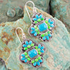 Zion Blue Turquoise Sterling Silver Cross Statement Earrings