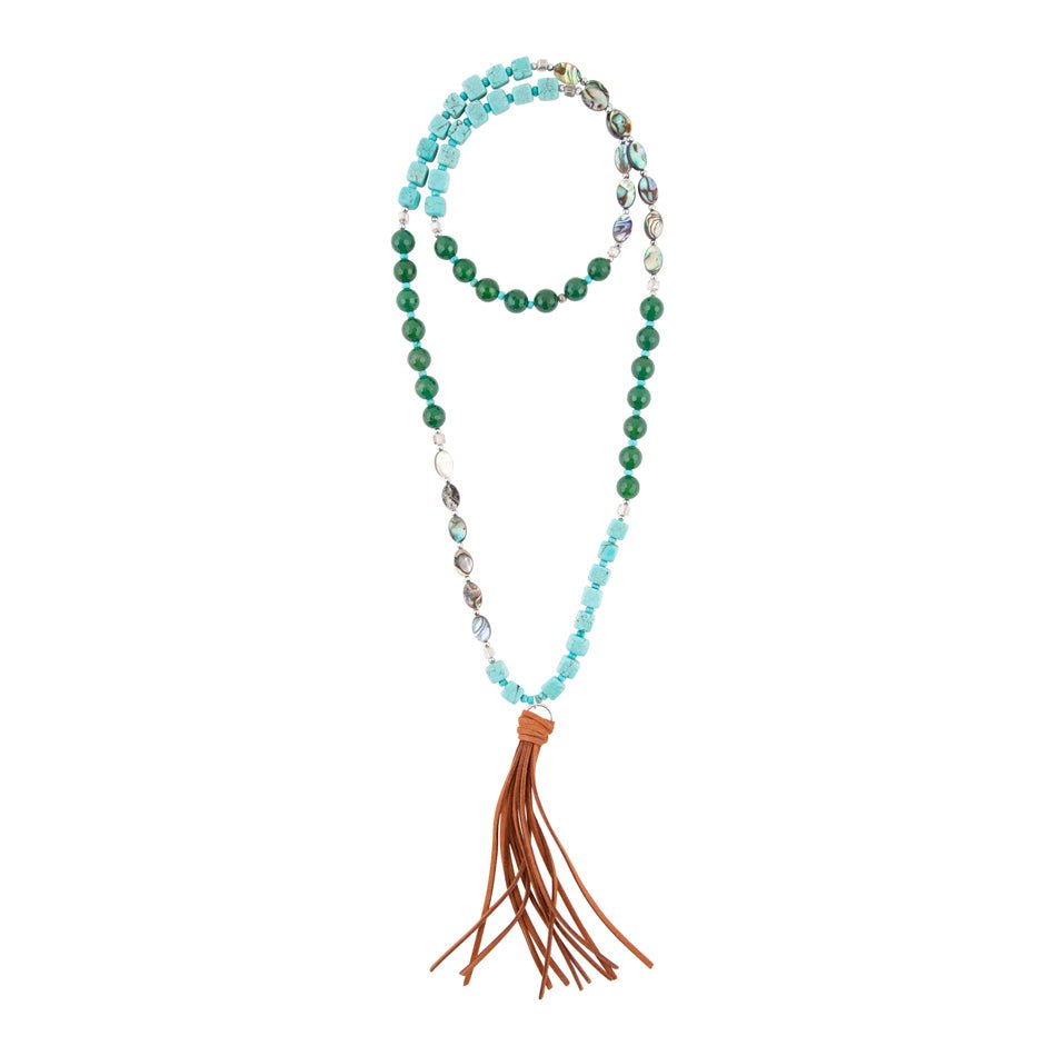 Abalone and Magnesite Tassel Necklace - Barse Jewelry