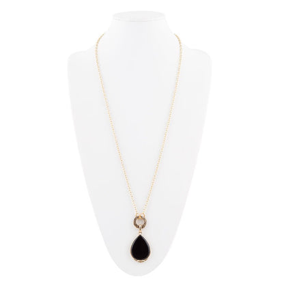 Abby Black Onyx Golden Bronze Drop Necklace - Barse Jewelry