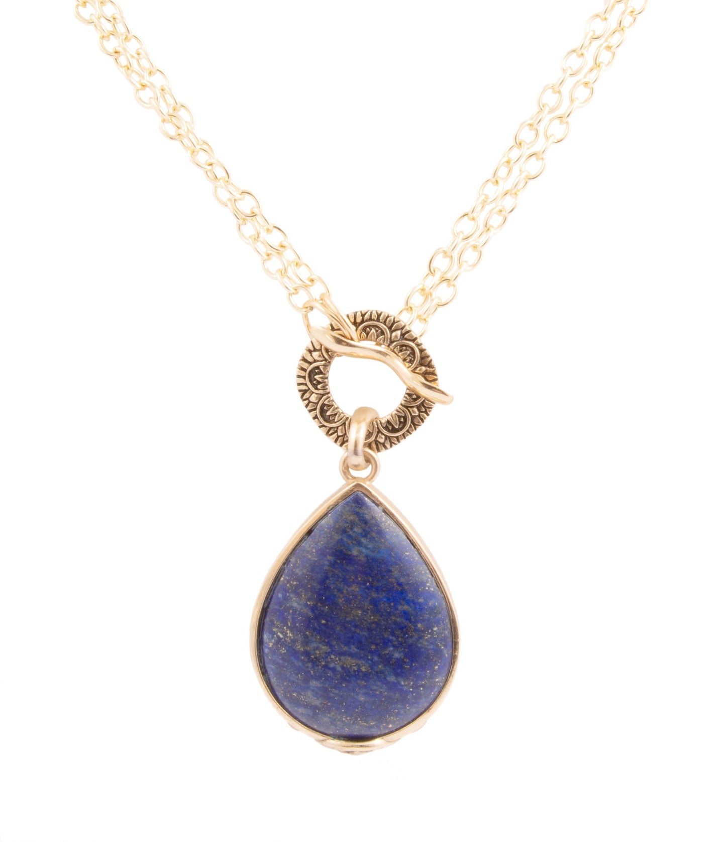 Abby Blue Lapis Golden Pendant Necklace - Barse Jewelry