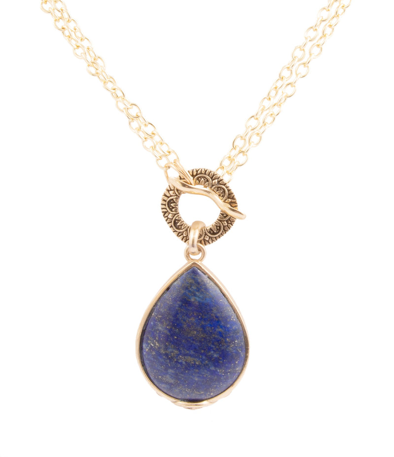 Abby Blue Lapis Golden Pendant Necklace - Barse Jewelry