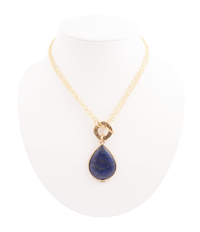 Abby Blue Lapis Golden Pendant Necklace - Barse Jewelry