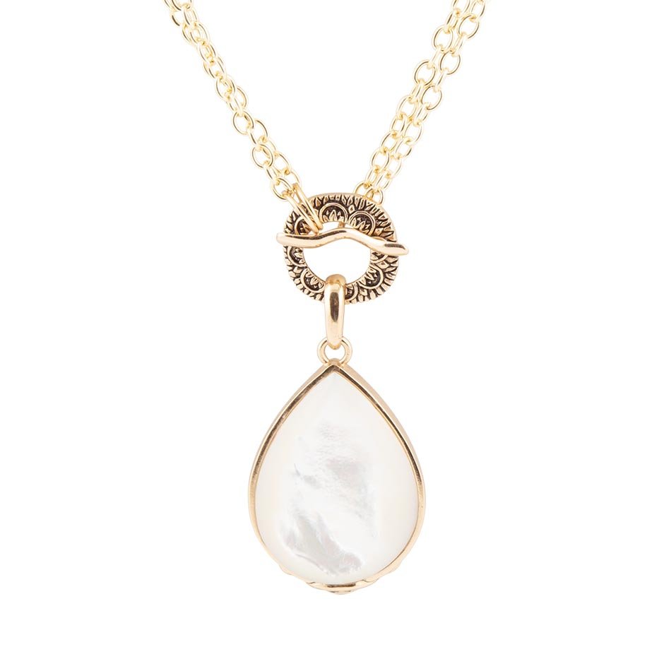 Abby White Mother of Pearl Golden Pendant Necklace - Barse Jewelry