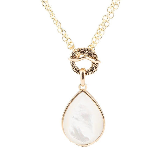 Abby White Mother of Pearl Golden Pendant Necklace