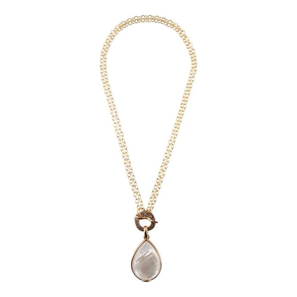 Abby White Mother of Pearl Golden Pendant Necklace - Barse Jewelry