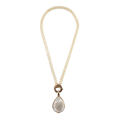 Abby White Mother of Pearl Golden Pendant Necklace - Barse Jewelry