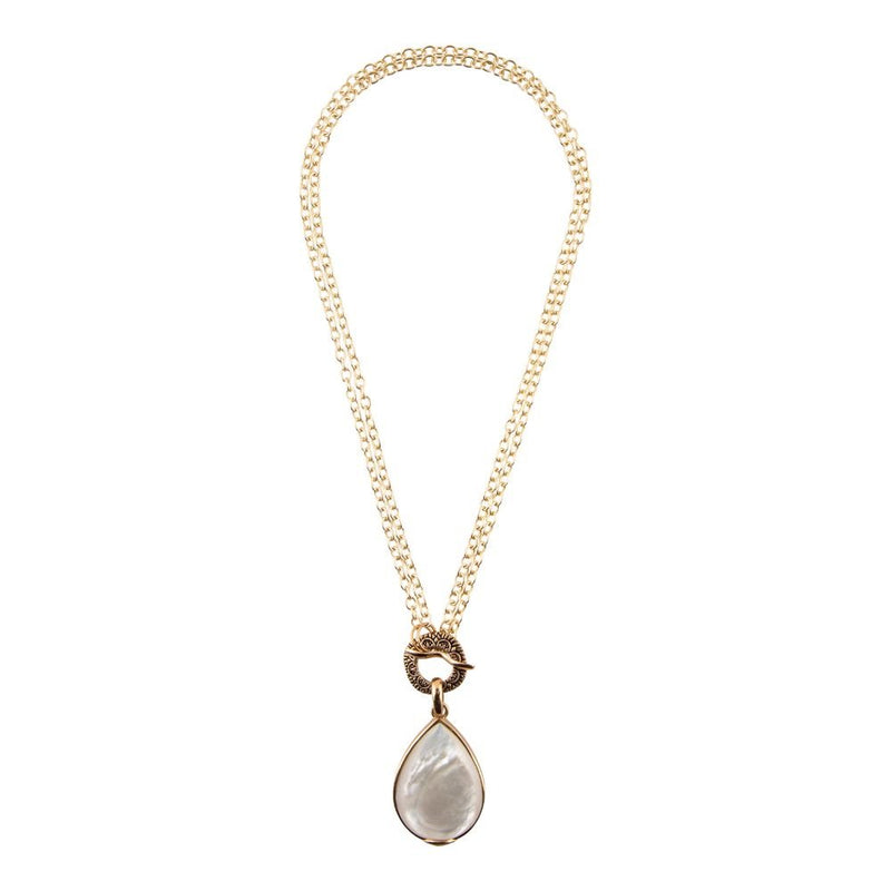 Abby White Mother of Pearl Golden Pendant Necklace - Barse Jewelry