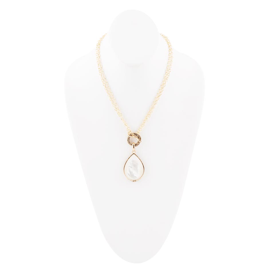 Abby White Mother of Pearl Golden Pendant Necklace - Barse Jewelry