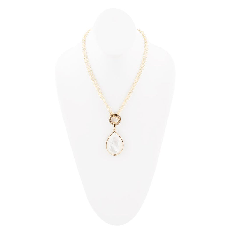 Abby White Mother of Pearl Golden Pendant Necklace - Barse Jewelry