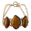 Abstract Brown Tiger's Eye Golden Statement Bracelet - Barse Jewelry