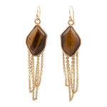 Abstract Brown Tiger's Eye Golden Statement Earrings - Barse Jewelry
