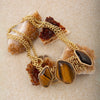 Abstract Brown Tiger's Eye Golden Statement Necklace - Barse Jewelry
