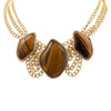 Abstract Brown Tiger's Eye Golden Statement Necklace - Barse Jewelry