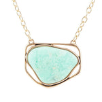 Abstract Green Chrysoprase and Golden Pendant Necklace - Barse Jewelry