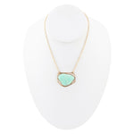 Abstract Green Chrysoprase and Golden Pendant Necklace - Barse Jewelry