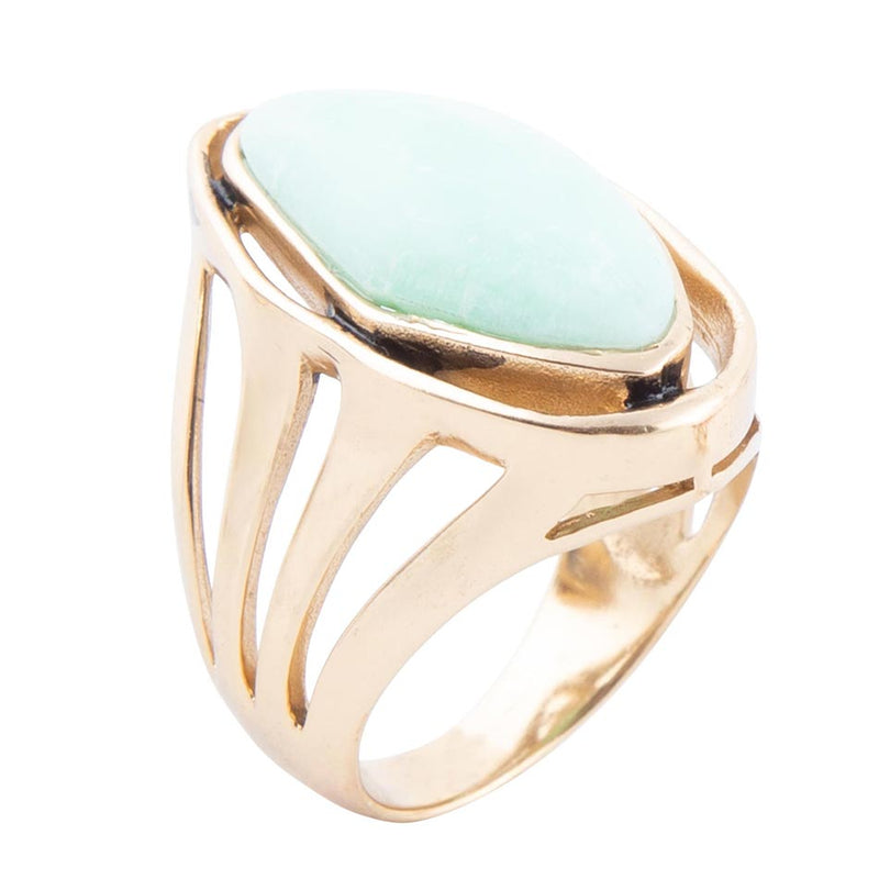 Abstract Green Chrysoprase and Golden Ring - Barse Jewelry