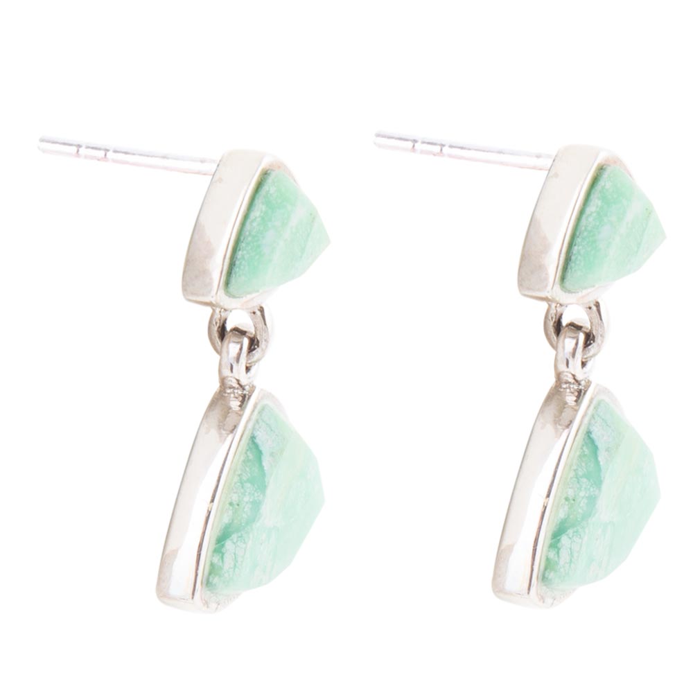 Abstract Green Chrysoprase Sterling Silver Drop Earrings - Barse Jewelry