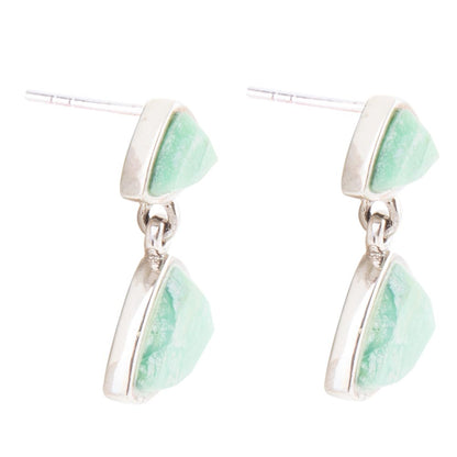 Abstract Green Chrysoprase Sterling Silver Drop Earrings - Barse Jewelry