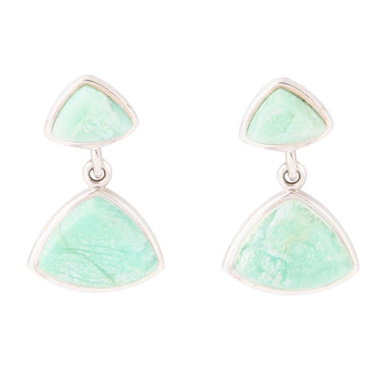 Abstract Green Chrysoprase Sterling Silver Drop Earrings - Barse Jewelry
