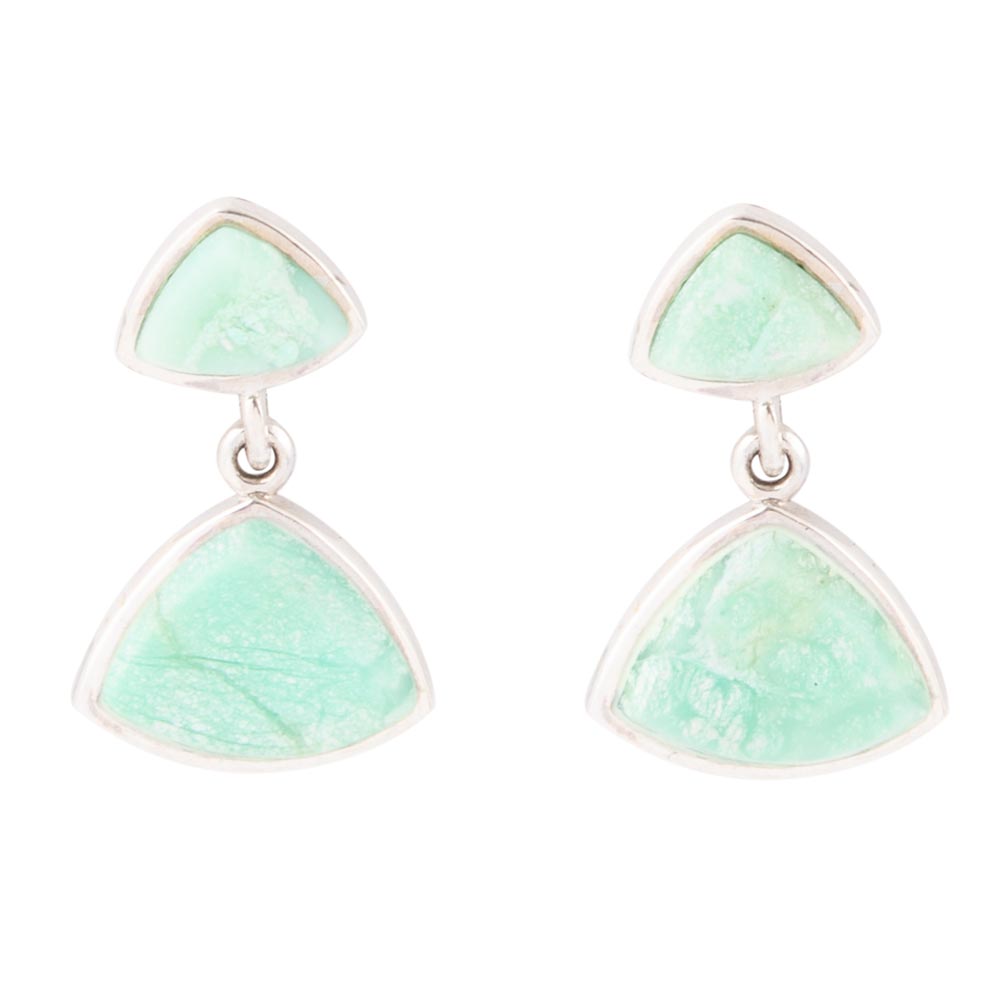 Abstract Green Chrysoprase Sterling Silver Drop Earrings - Barse Jewelry