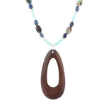 Ajo Blue Abalone and Amazonite Wood Pendant Necklace - Barse Jewelry