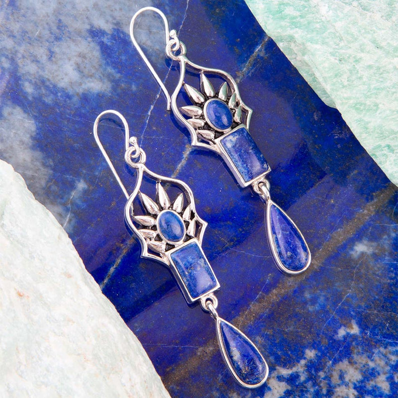 Albie Blue Lapis and Sterling Silver Drop Earrings - Barse Jewelry