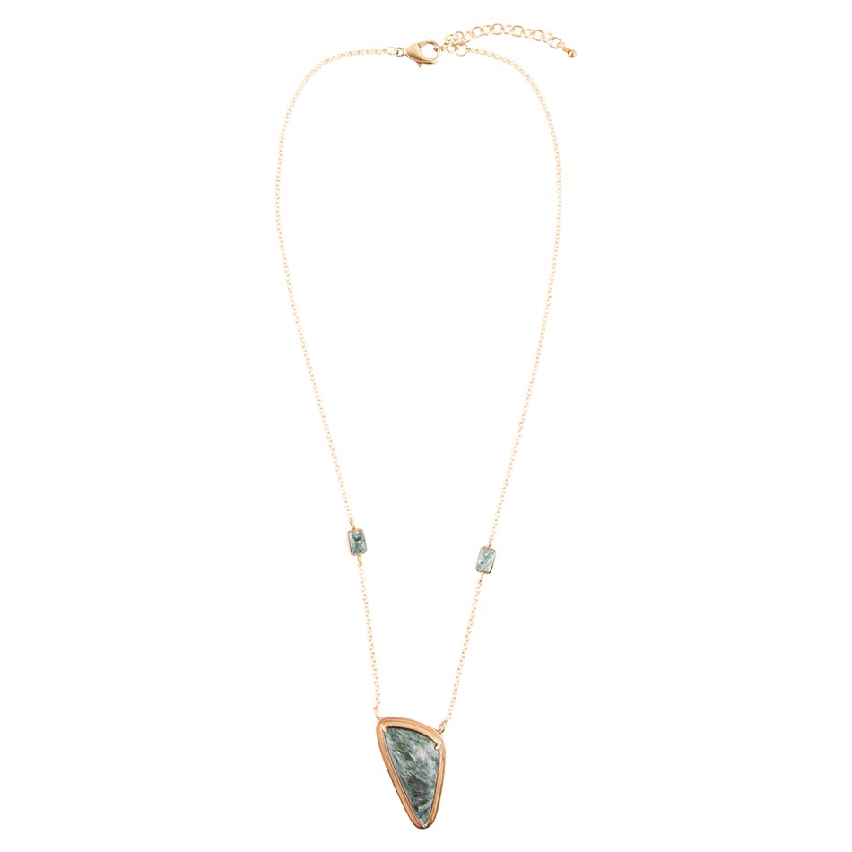 Alpine Green Seraphinite and Golden Necklace - Barse Jewelry