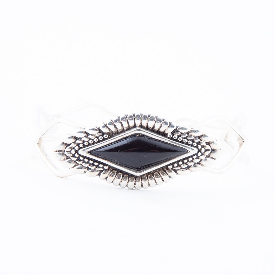 Anemone Black Onyx Sterling Silver Cuff Bracelet - Barse Jewelry