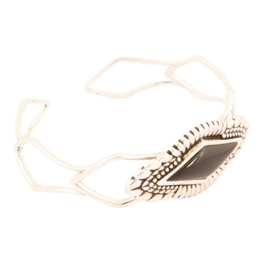 Anemone Black Onyx Sterling Silver Cuff Bracelet