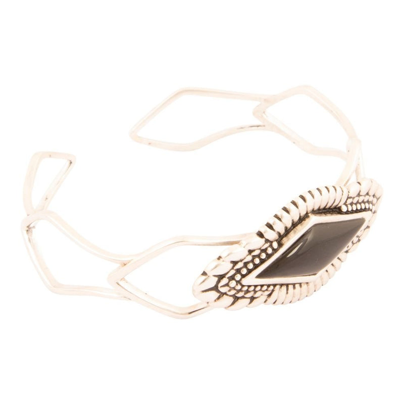 Anemone Black Onyx Sterling Silver Cuff Bracelet - Barse Jewelry