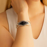 Anemone Black Onyx Sterling Silver Cuff Bracelet - Barse Jewelry