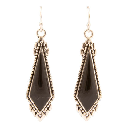 Anemone Black Onyx Sterling Silver Drop Earrings - Barse Jewelry