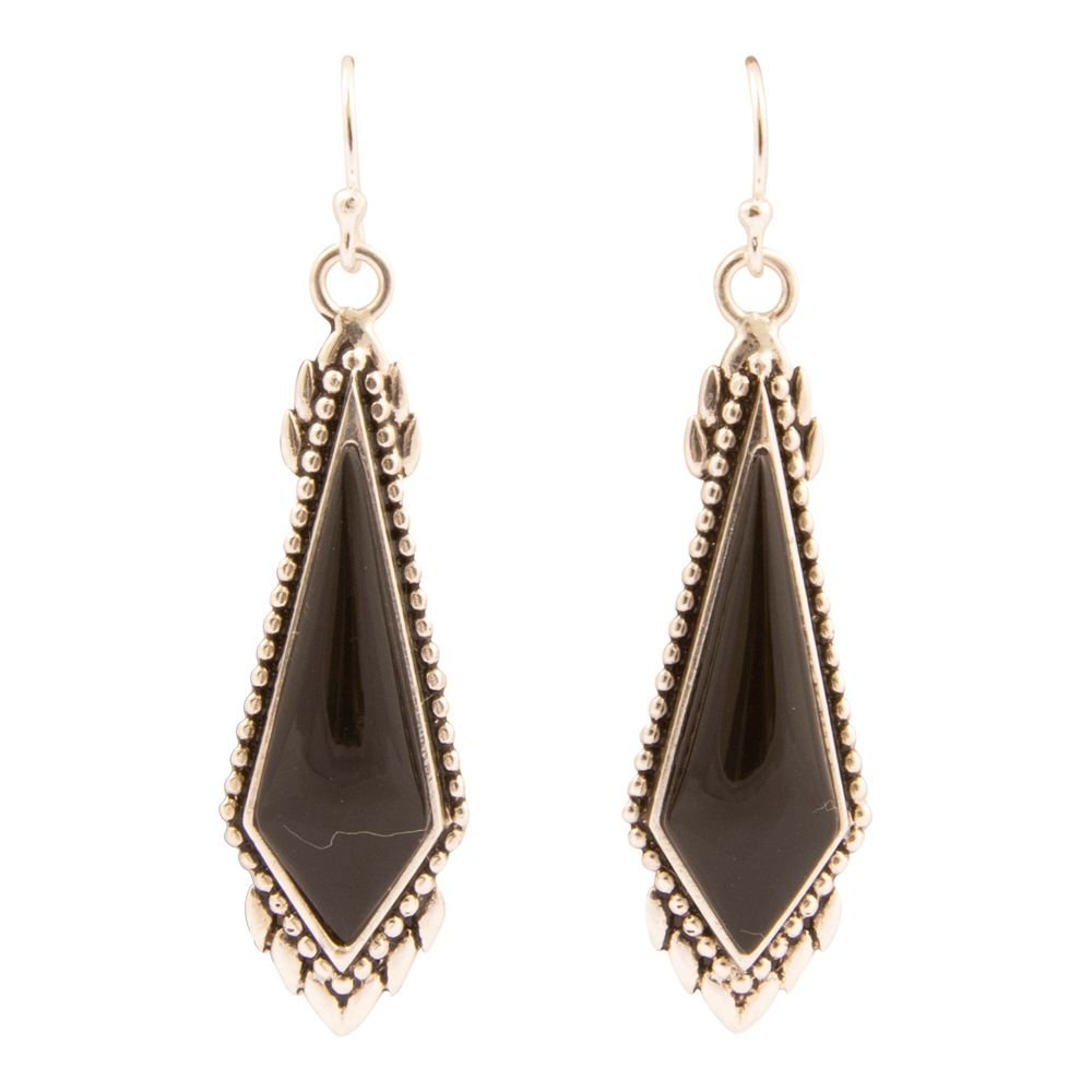 Anemone Black Onyx Sterling Silver Drop Earrings - Barse Jewelry