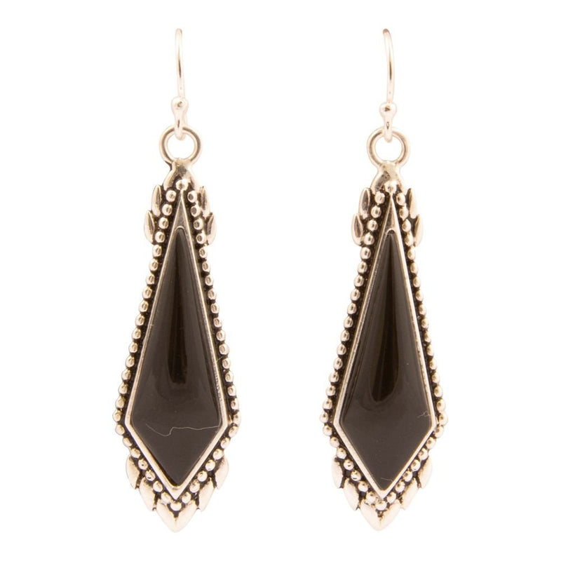 Anemone Black Onyx Sterling Silver Drop Earrings - Barse Jewelry