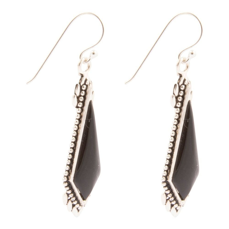 Anemone Black Onyx Sterling Silver Drop Earrings - Barse Jewelry