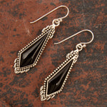 Anemone Black Onyx Sterling Silver Drop Earrings - Barse Jewelry