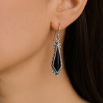 Anemone Black Onyx Sterling Silver Drop Earrings - Barse Jewelry