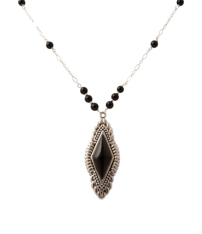 Anemone Long Diamond Black Onyx and Sterling Silver Necklace - Barse Jewelry