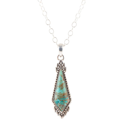 Turquoise pendant necklace on a white background